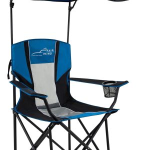 FAIR WIND Oversized Camping Lounge Chair with Adjustable Shade Canopy for Outdoor Sports - Support 350 LBS Heavy Duty Fold Quad Chair Arm Chair